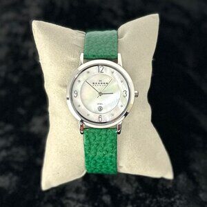 Skagen Women's Watch With Green Leather Band